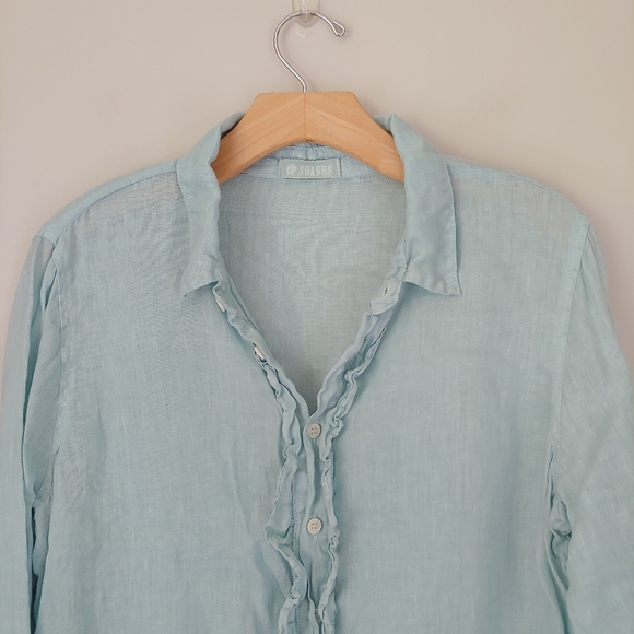 CP Shades Linen Ruffle Shirt Long Sleeve Size Medium - Picture 6 of 15